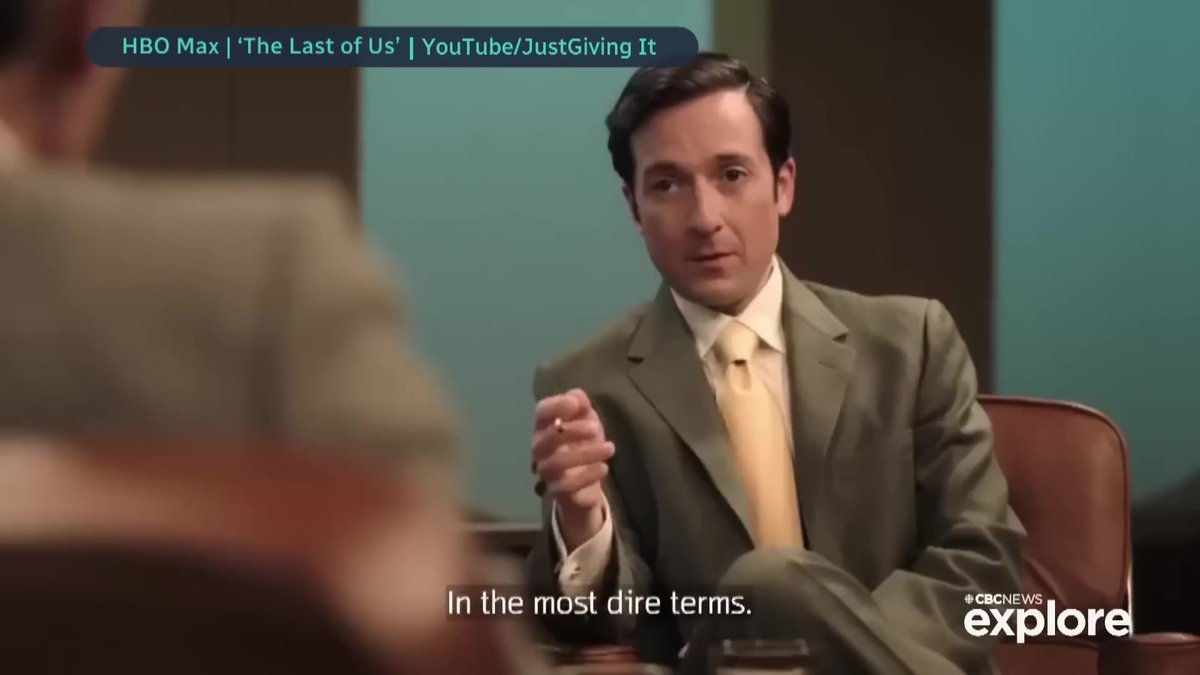 This CBC host suited up in olive green to walk us through a fungal pandemic—no spores on that jacket, just style.